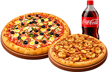 Combo família completa com pizzas e refrigerante